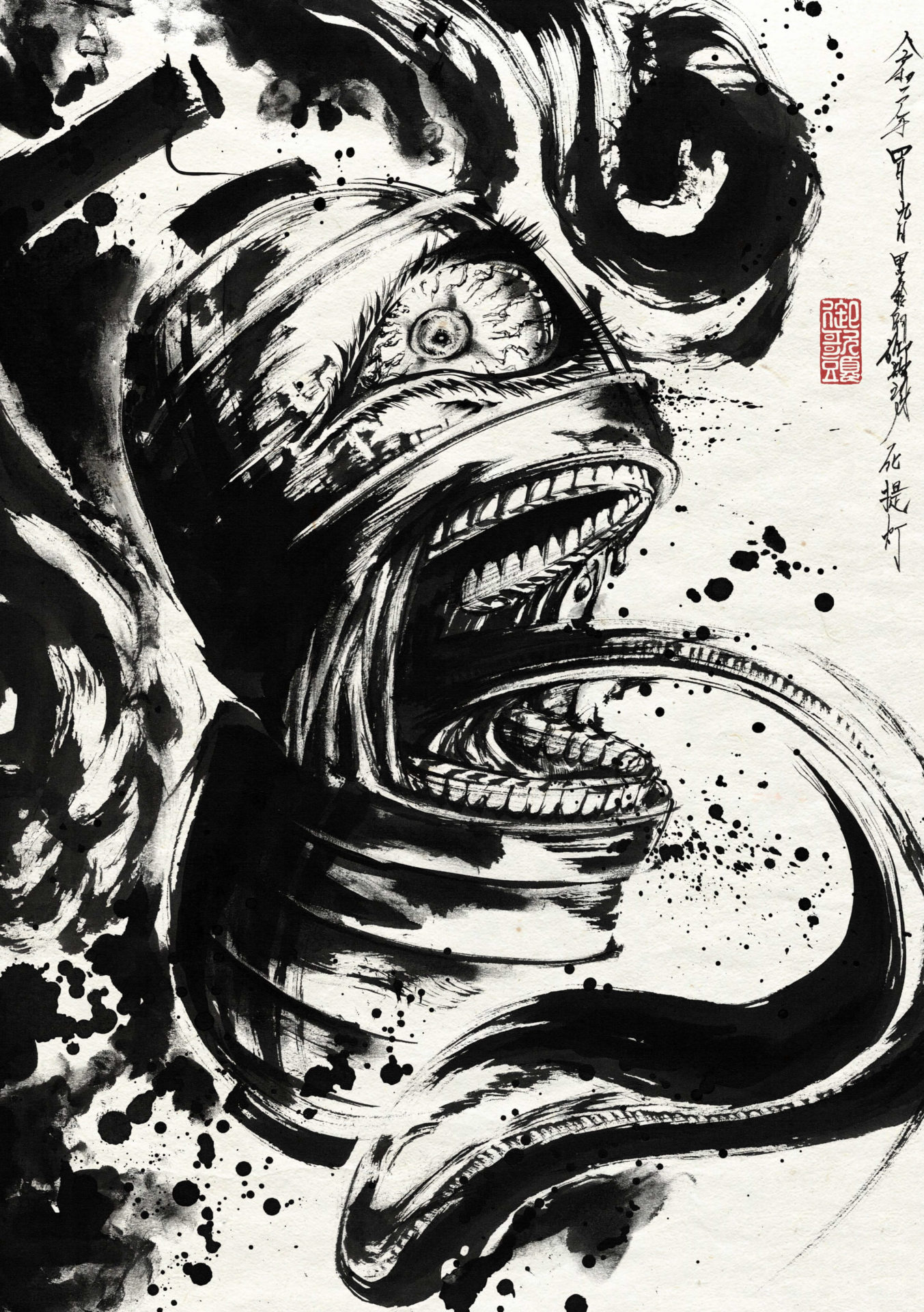 趣味絵で「提灯お化け」｜墨絵師御歌頭(okazu)まとめサイト